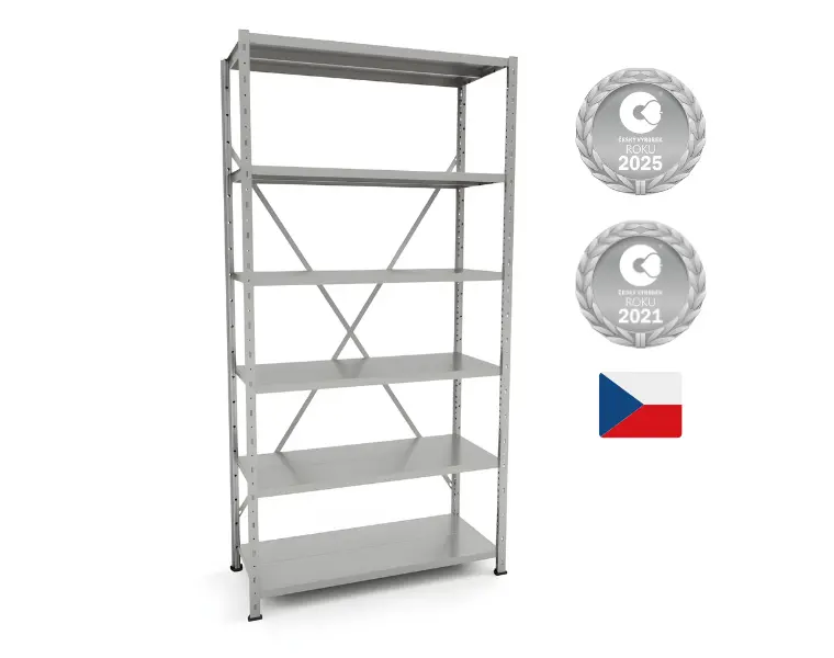 Kovový policový regál VARIMO s oceněním Český výrobek