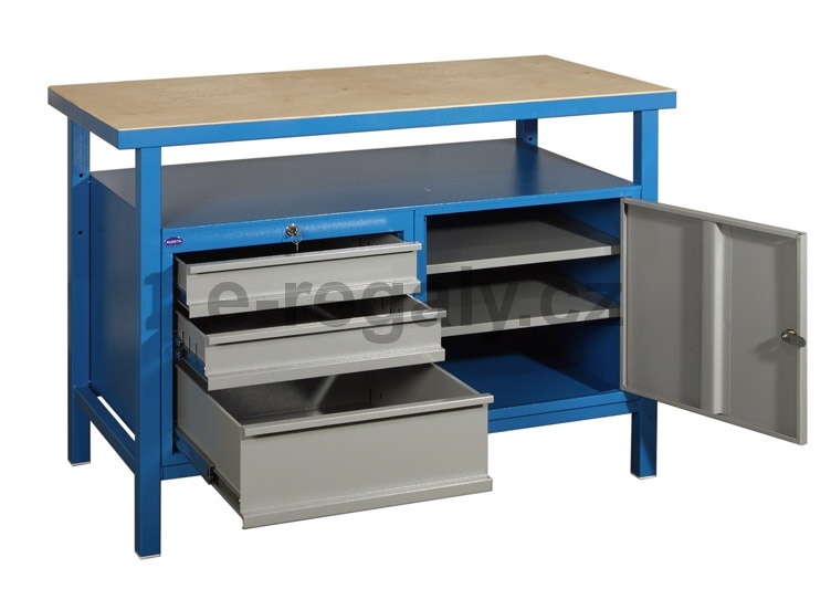 Dílenský pracovní stůl AXTOR - kovový dílenský stůl s robustní pracovní deskou